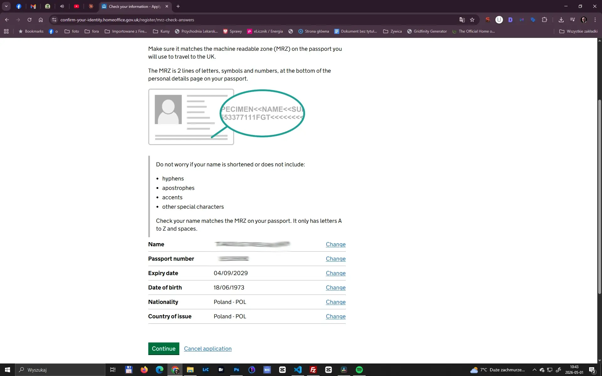 Weryfikacja danych paszportowych ETA Wielka Brytania – sprawdzanie danych z MRZ w systemie GOV.UK